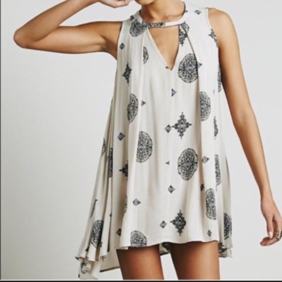 Free People Dresses & Skirts - Free People Tree Swing Ivory Pink Mini Dress Size Medium